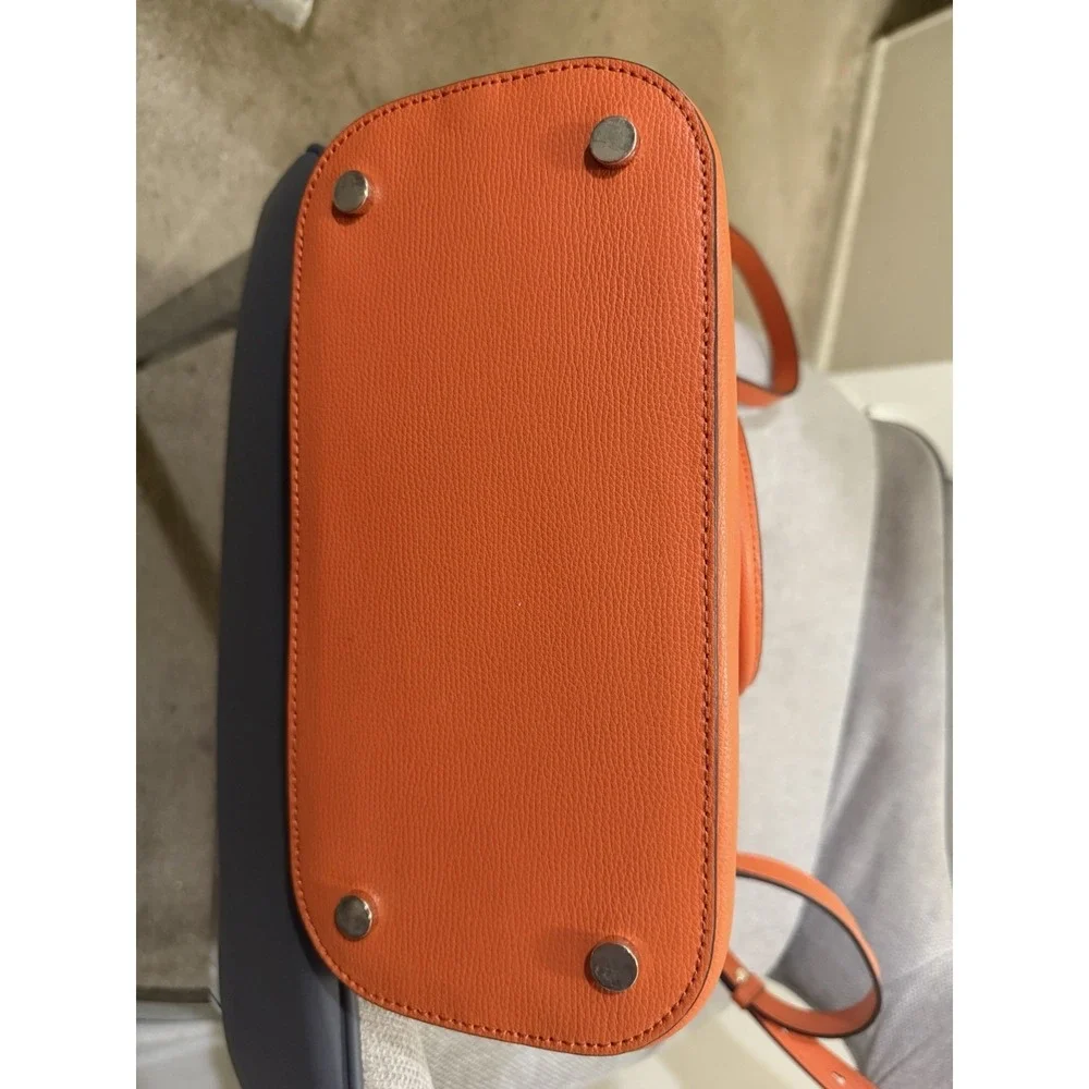 Kate Spade Sylvia Large Dome Satchel Pumpkin Orange Leather Handbag PXRUA271